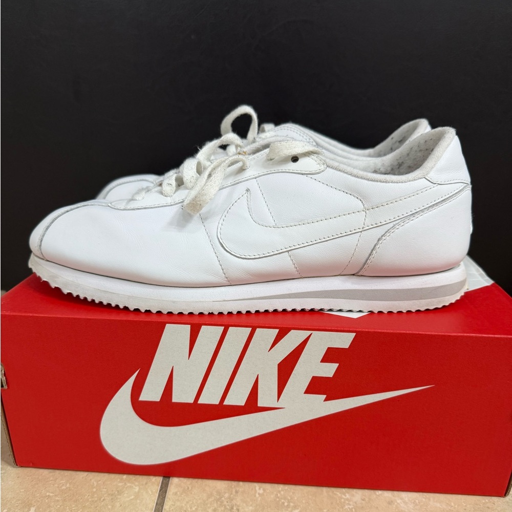 Nike Cortez All White Leather Sneakers - Sz 11